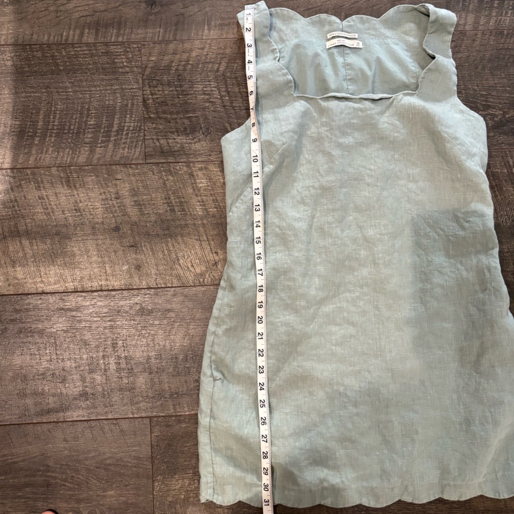 Abercrombie & Fitch Sage Green Linen Collection Scalloped Edge Dress - Picture 6 of 8
